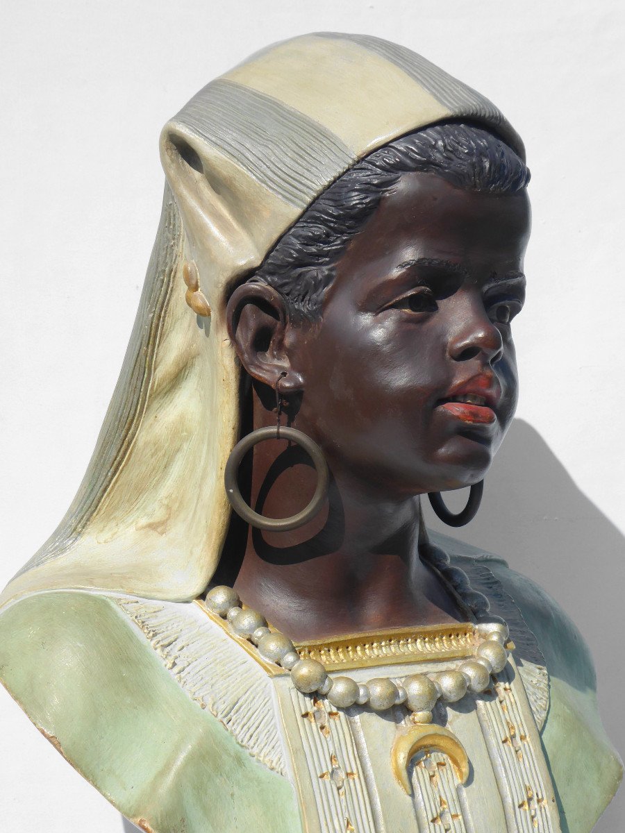 Terracotta Bust, Young Orientalist Woman, Nineteenth Nubian, Bernard Bloch Napoleon III-photo-4