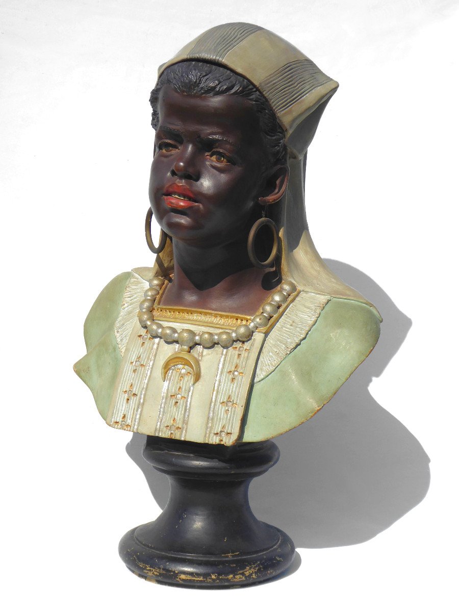 Terracotta Bust, Young Orientalist Woman, Nineteenth Nubian, Bernard Bloch Napoleon III-photo-6