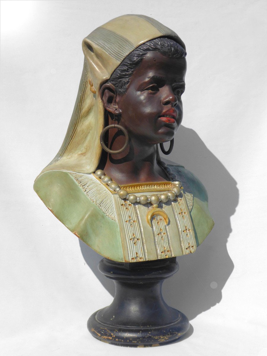 Terracotta Bust, Young Orientalist Woman, Nineteenth Nubian, Bernard Bloch Napoleon III