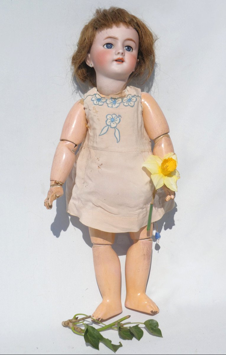 Head & Body Porcelain Doll Talking Twin, Passage Jouffroy Paris, Biscuit Keychain-photo-3