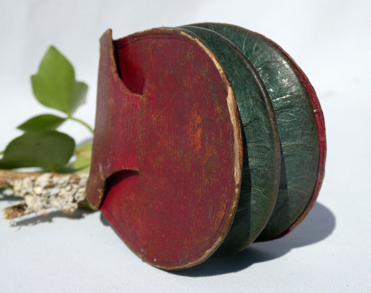 Late 18th Century Period Coin Purse, Louis XVI Temple Of Love, Leather And Reticule Miniature-photo-2