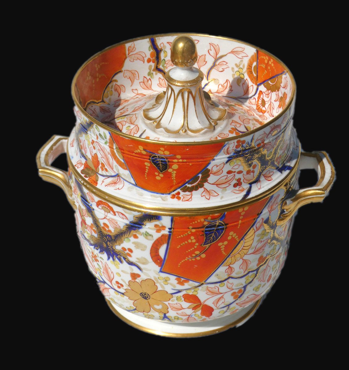 Pair Of Ice Cream Makers / Ice Cream Makers In 18th Century Derby Porcelain, Decor Imari / Admiral Nelson-photo-1