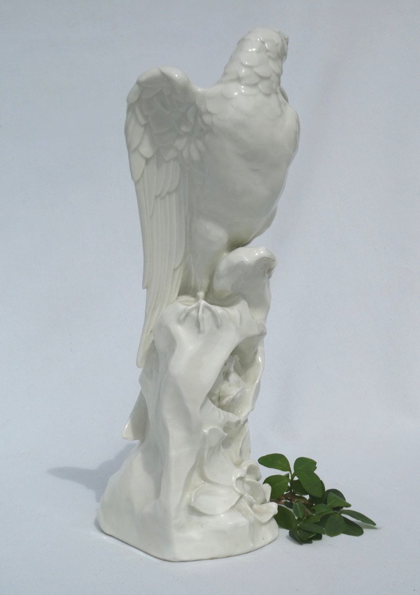 German White Porcelain Animal Subject, Bird In The Nest, Long-beaked Mockingbird Circa 1930-photo-3