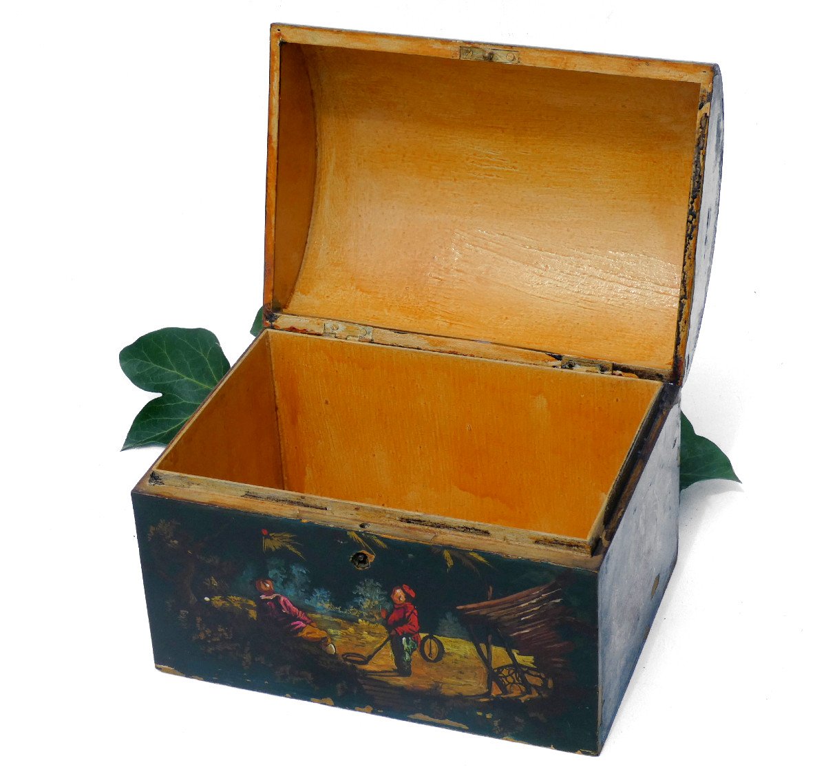 Jewelry Box / Couture, Painted Wood Chinese Decor, Napoleon III Style, Nineteenth-photo-2