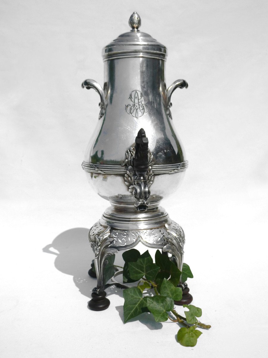 Samovar / Tea Fountain In Silver Metal, Signed Bointaburet Paris, Orfevre Boin Taburet Nineteenth-photo-2