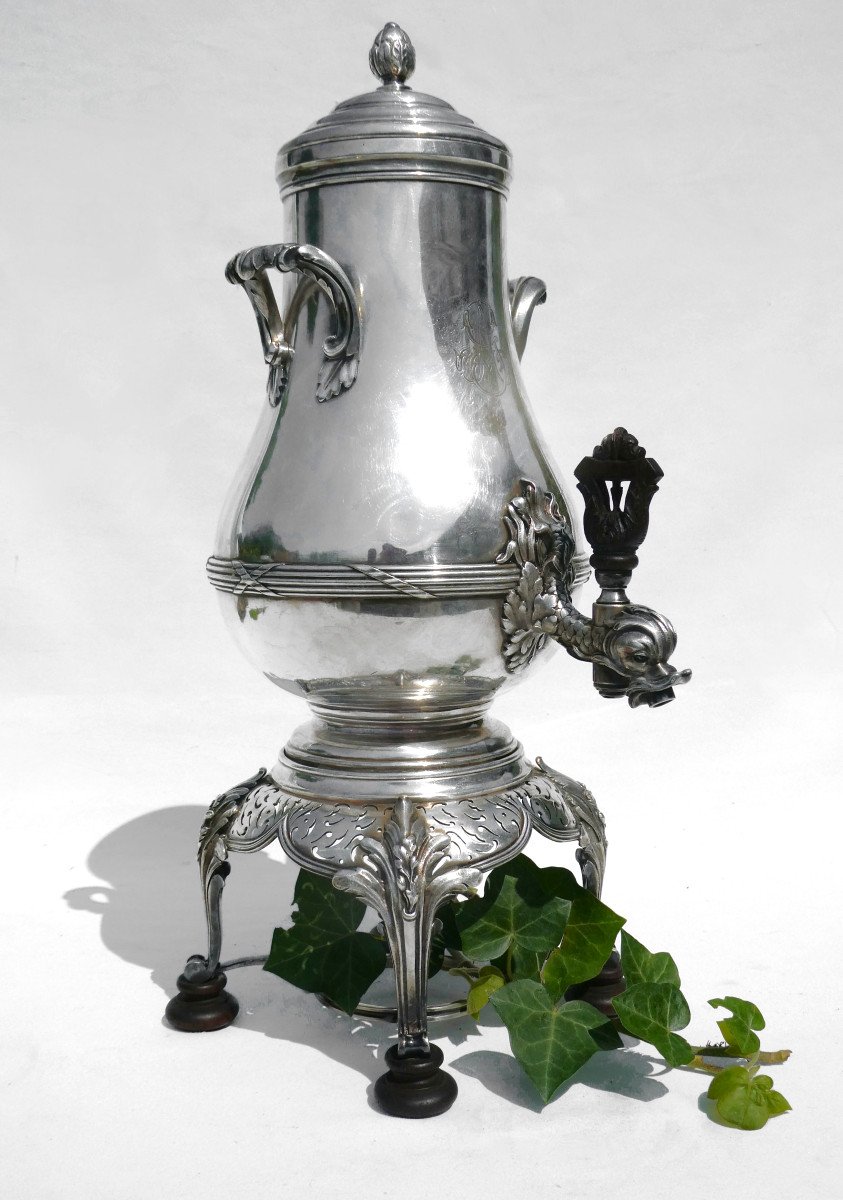 Samovar / Tea Fountain In Silver Metal, Signed Bointaburet Paris, Orfevre Boin Taburet Nineteenth