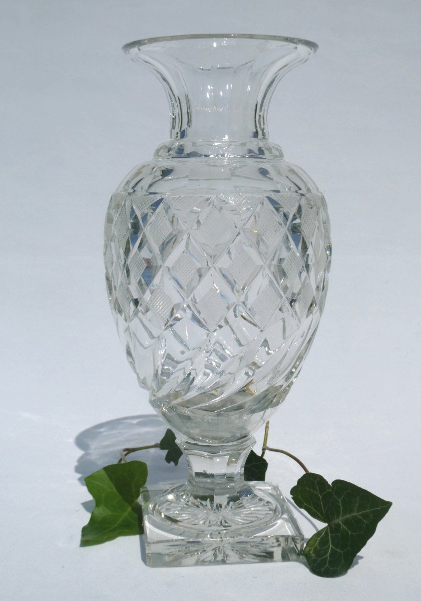 Paire De Vases En Cristal De Baccarat , Décor Ananas , époque Charles X , Le Creusot 1820 XIXe-photo-2