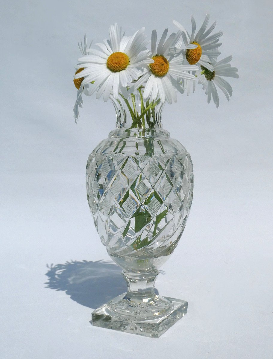 Paire De Vases En Cristal De Baccarat , Décor Ananas , époque Charles X , Le Creusot 1820 XIXe-photo-4