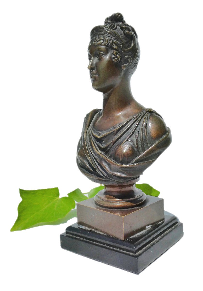 Bronze Bust Of The Empress Marie Louise, Wife Of Napoleon I, Nineteenth Empire Style-photo-2