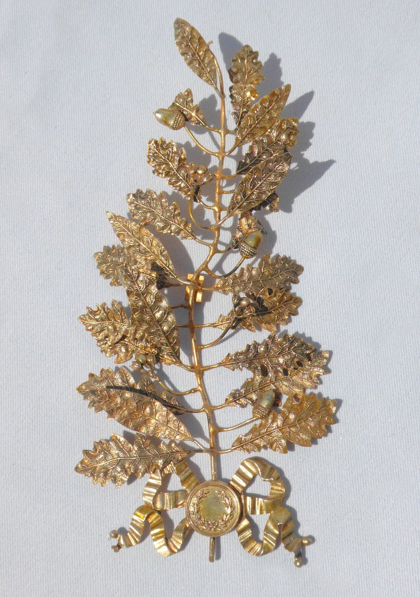 Large Palm In Sterling Silver Vermeil, Napoleon III Period, Laurel Leaves, Oak Nineteenth