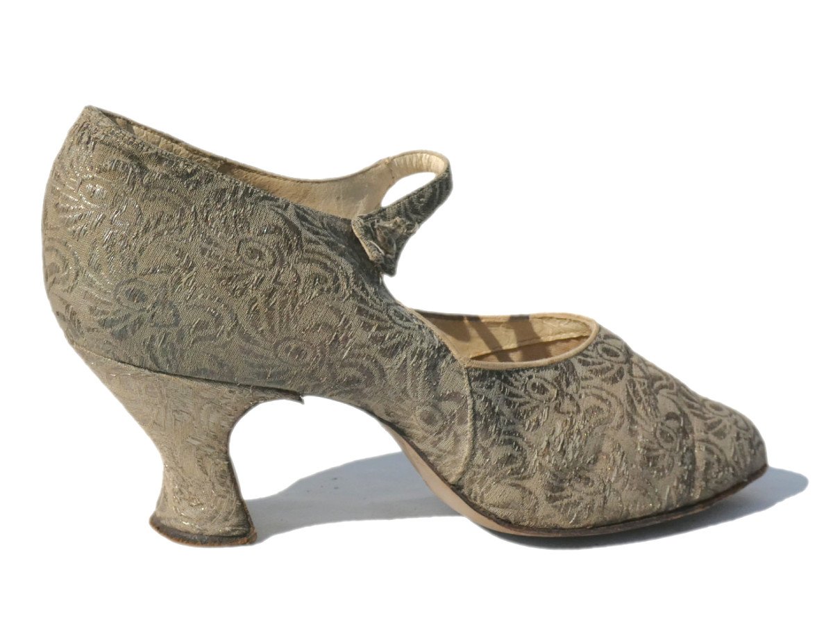 Paire De Salomés , Souliers De Soirée Femme 1920 , Mode Art Deco , Charleston , Années Folles-photo-4