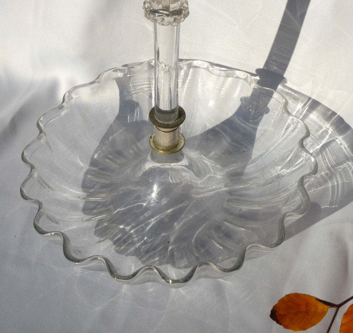 Paire De Tulipiere Serviteurs Muets En Cristal , Centre De Table , Blason Couronne Comtale XIXe-photo-3