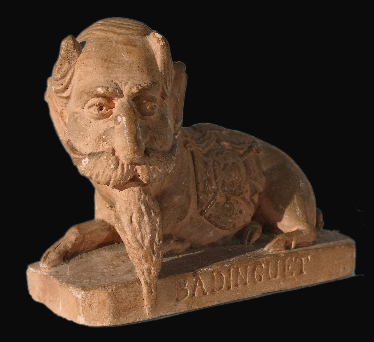 Caricature Sculpture Of Emperor Napoleon III, Portrait à Charge, Badinguet, Terracotta-photo-2