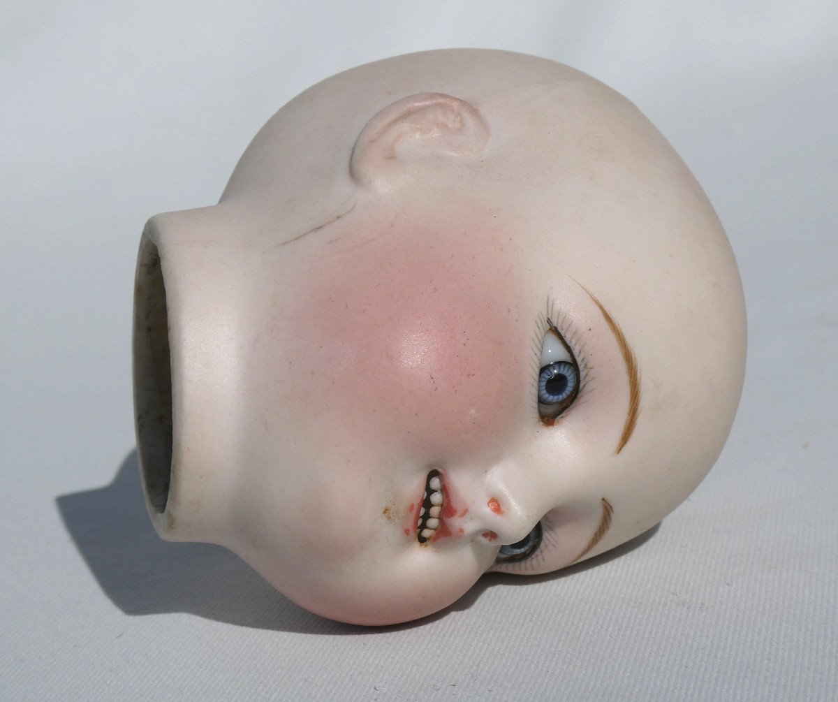 Head Of A Wriggling Baby, Steiner Doll, 19th Century Period, Open Mouth, Bisque-photo-3