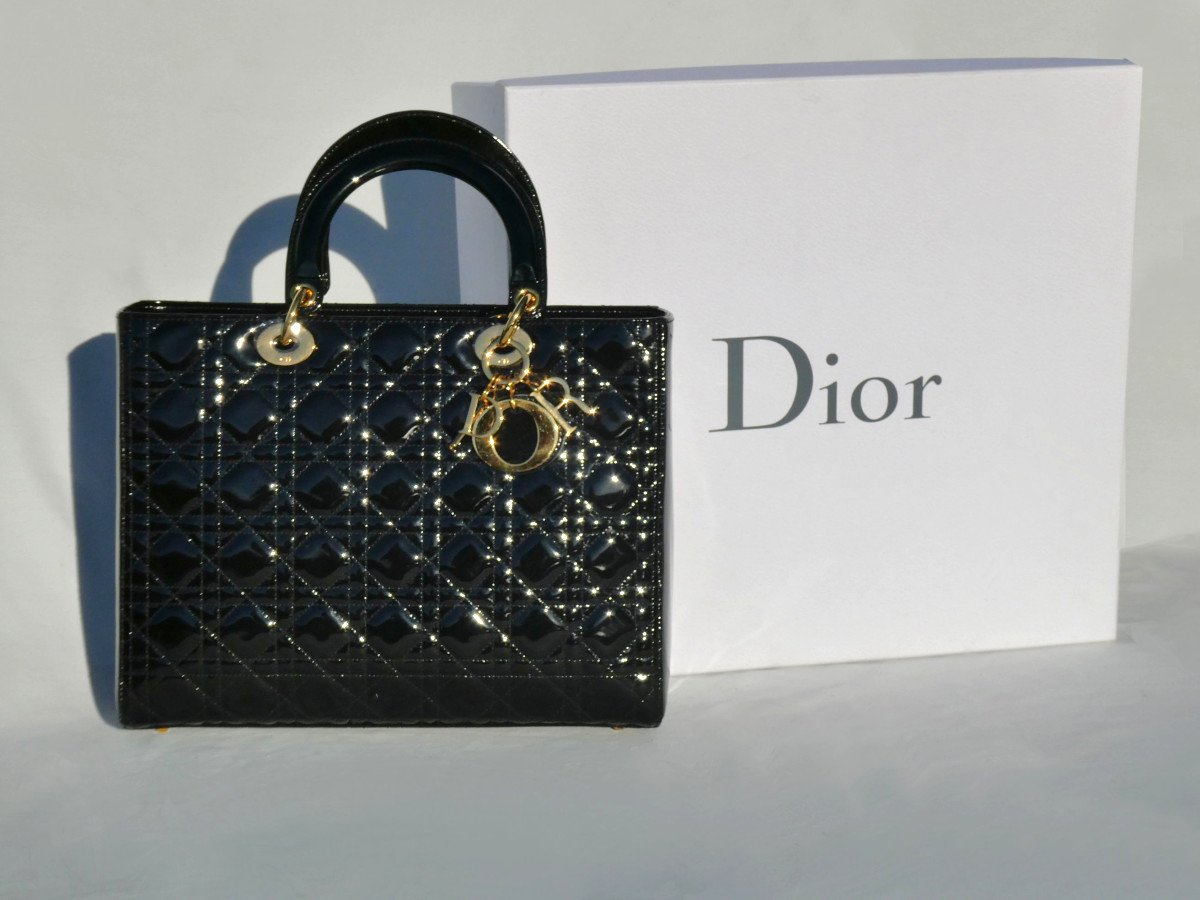 SAC à main en cuir matelassé lady dior , avec boite d'origine , christian dior-photo-2