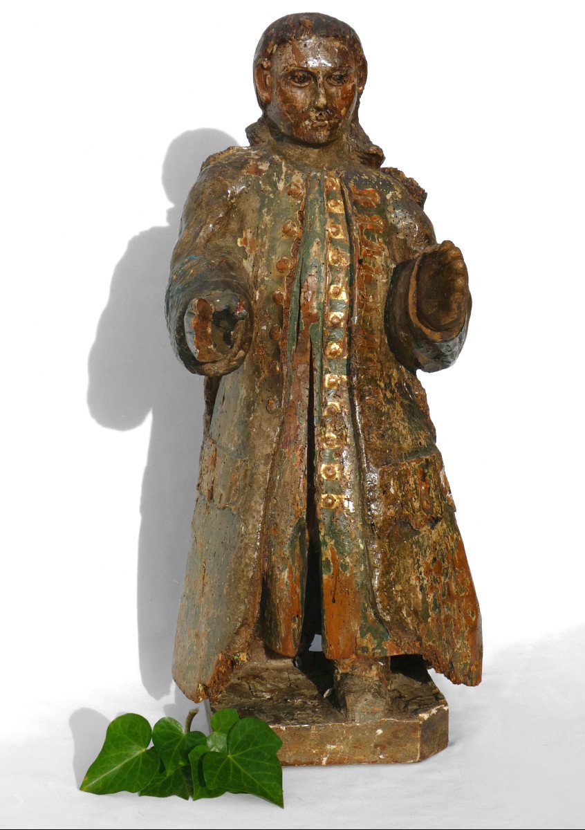 Large Religious Sculpture In Polychrome Wood, Jesus, 18th Century, Hispano Portuguese-photo-2