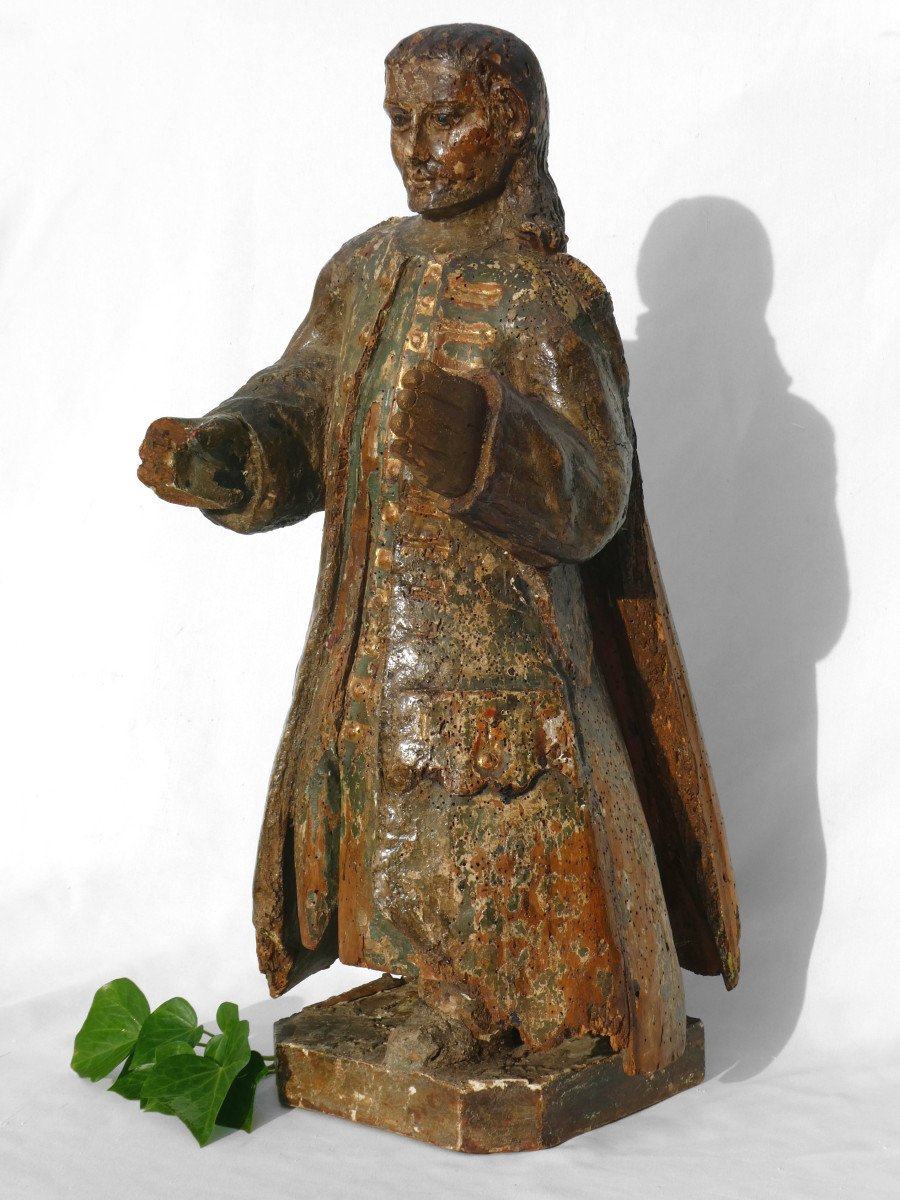 Large Religious Sculpture In Polychrome Wood, Jesus, 18th Century, Hispano Portuguese