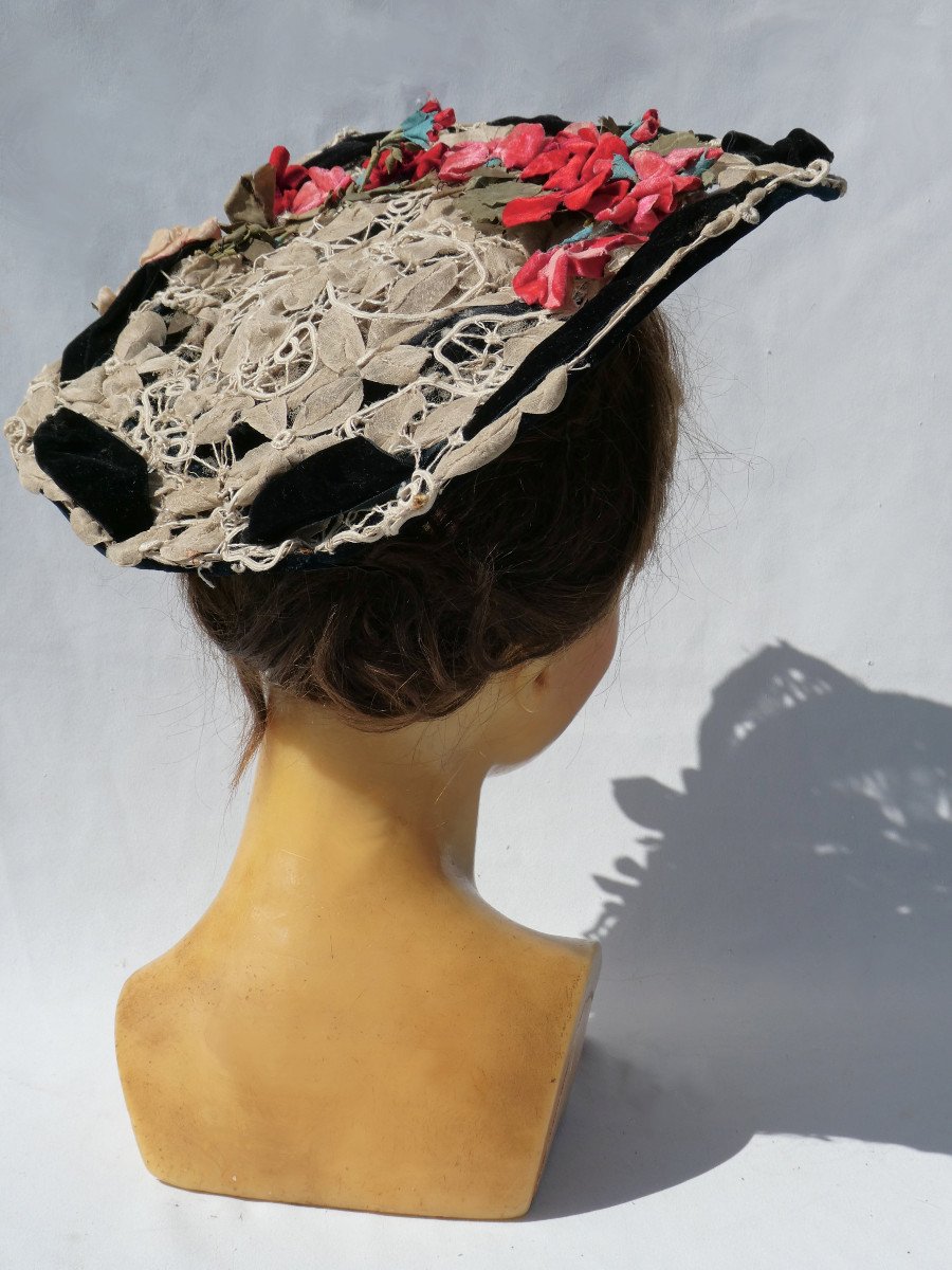 Chapeau époque Fin XIXe Siecle , Capeline Vers 1890-1900 , Mode , Costume-photo-3