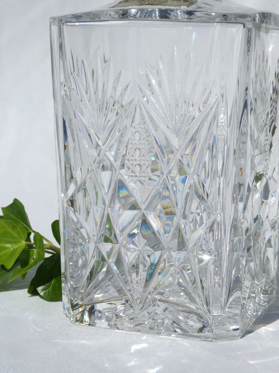 Large Decanter In Cut Crystal From Saint Louis, Whiskey Alcohol, Art Deco Chantilly-photo-4