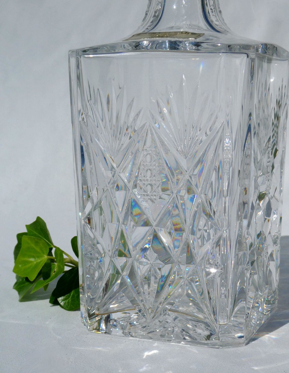 Large Decanter In Cut Crystal From Saint Louis, Whiskey Alcohol, Art Deco Chantilly-photo-1