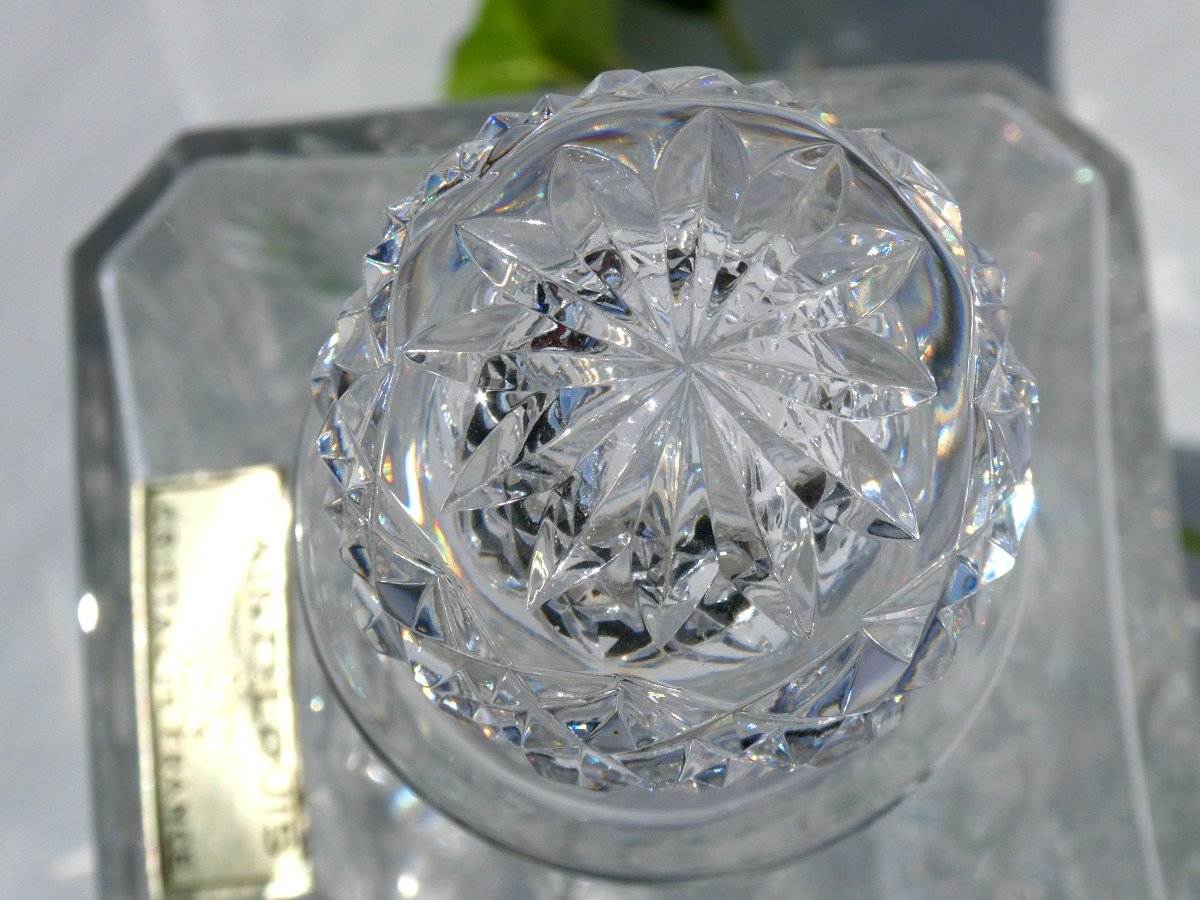 Large Decanter In Cut Crystal From Saint Louis, Whiskey Alcohol, Art Deco Chantilly-photo-4