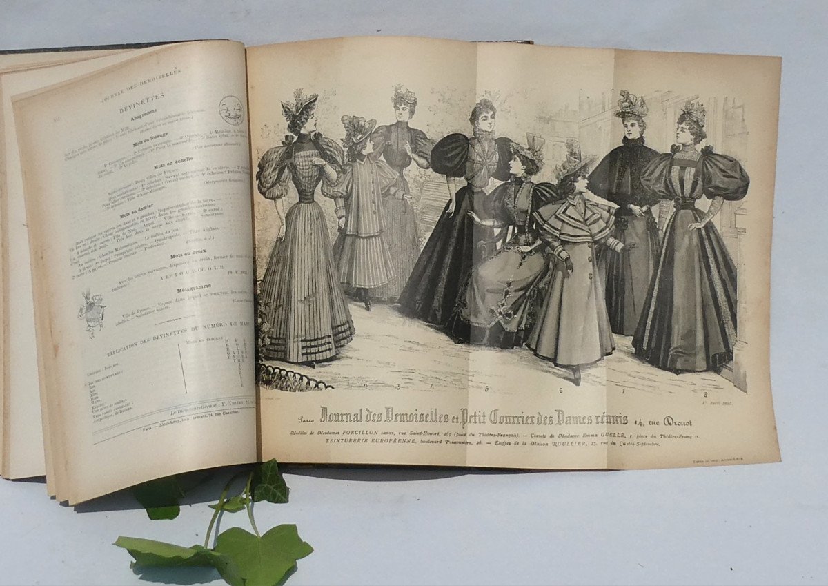 Journal Des Demoiselles Bound Book Of Colorized Fashion Engravings Belle Epoque 19th Century 1895-photo-4