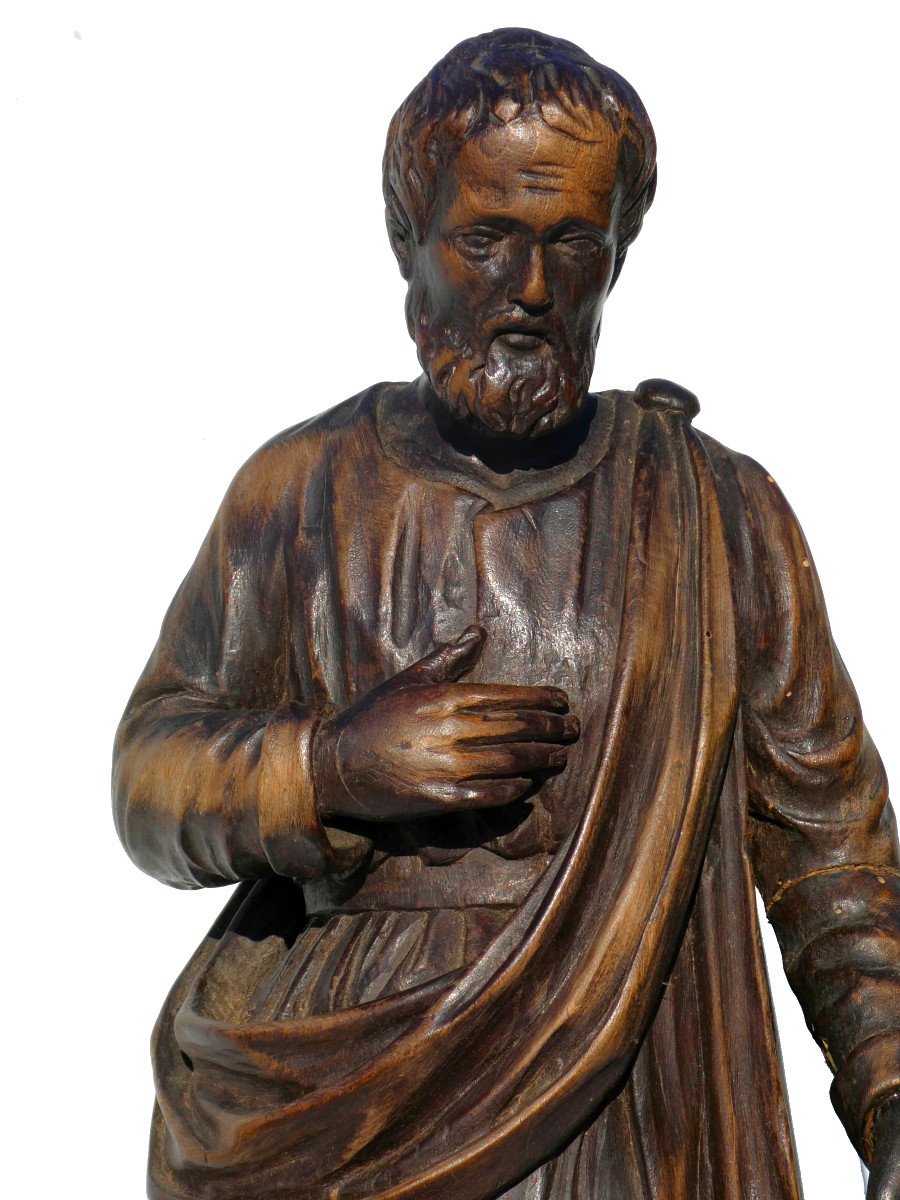 Religious Sculpture In Oak, Saint Joseph Period Late 19th Century, Carved Wood -photo-1