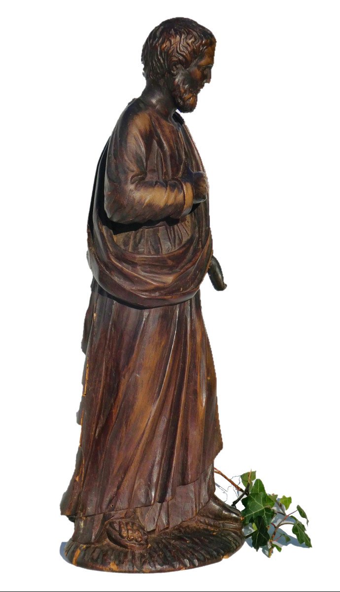 Sculpture Religieuse En Chêne , Saint Joseph Epoque Fin XIXe Siecle , Bois Sculpté -photo-4