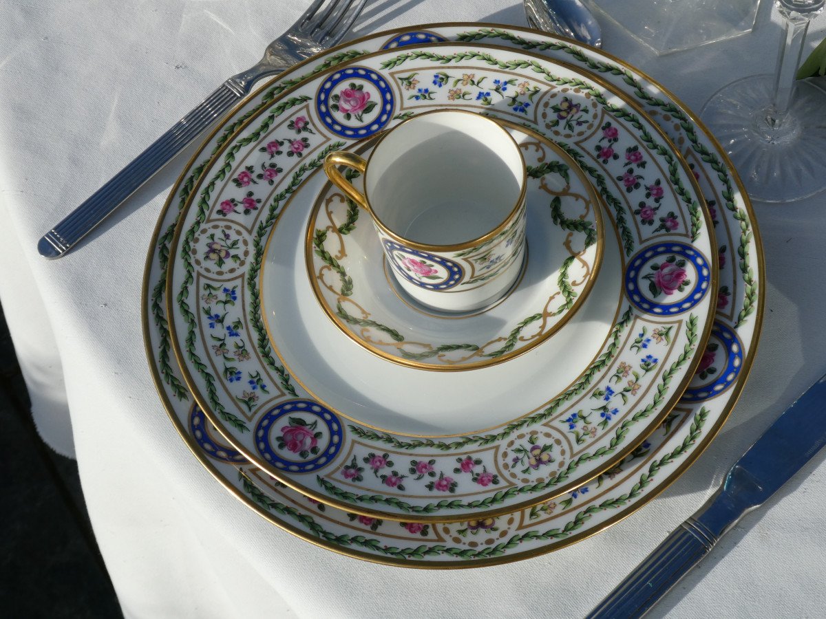 Important Haviland Limoges Porcelain Table Service, Louveciennes Marie Antoinette Decor , Sevres Style-photo-3