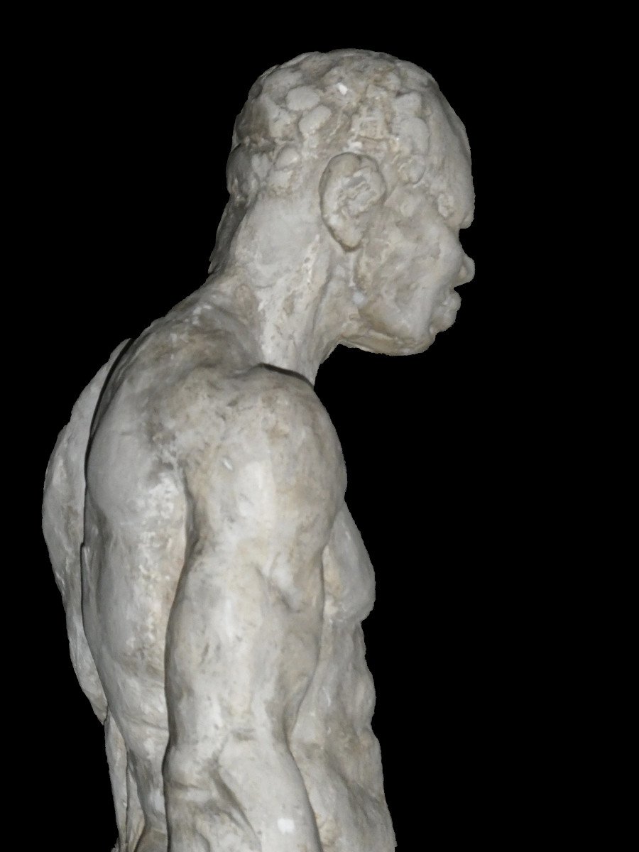 Etude d'Homme Nu , Academie époque 1930 , Africain En Pied , Beaux Arts , Art Deco , Sculpture En Platre-photo-6