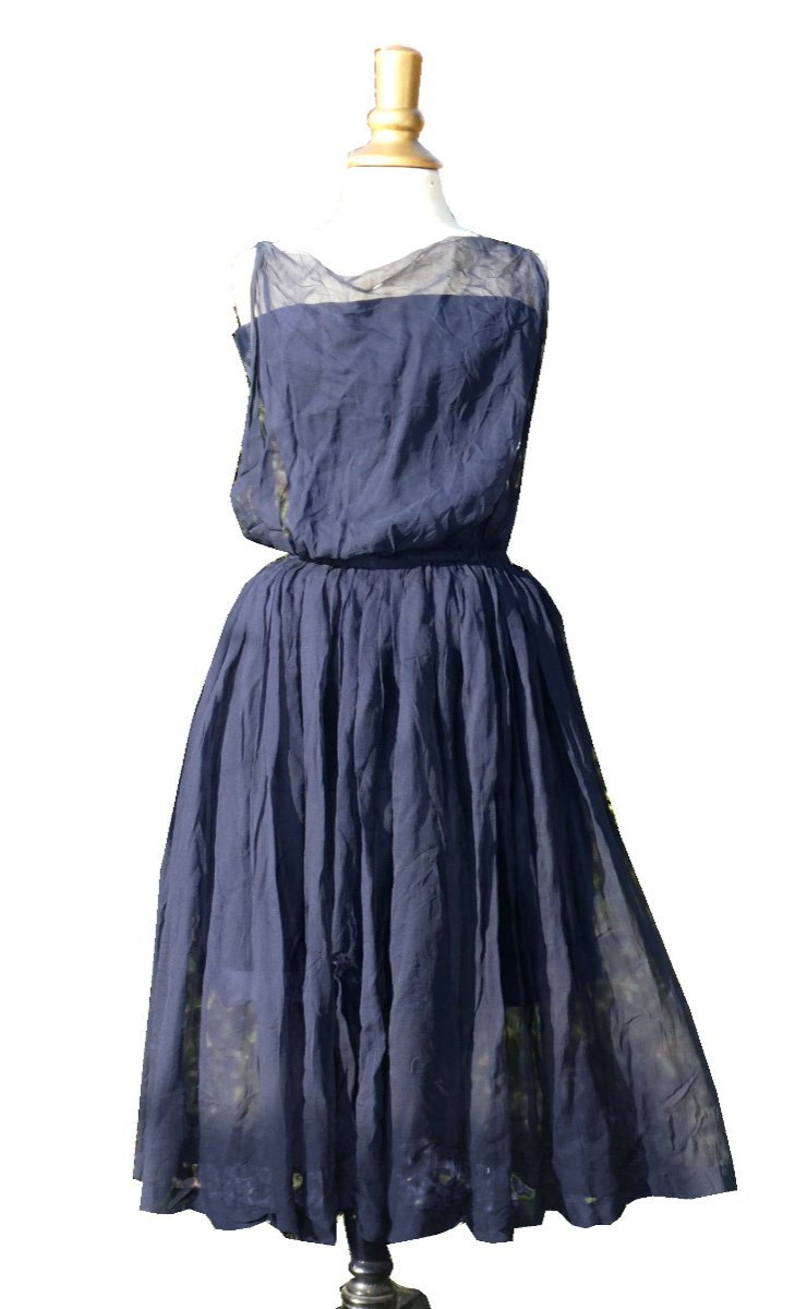 1960 Dress In Box Signed Christian Dior, Chiffon And Silk, New Look Holt Renfrew & Co-photo-1