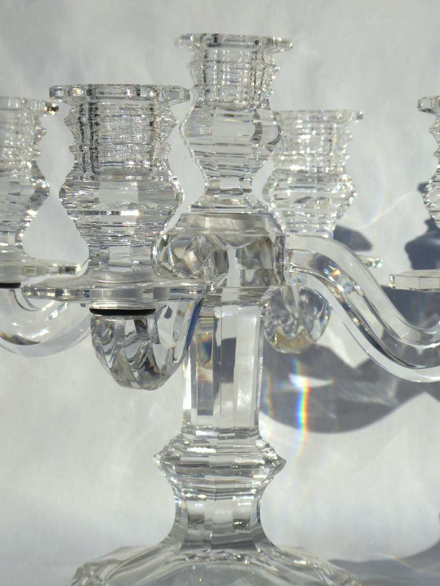 Chandelier / Candelabre En Cristal De Baccarat Epoque Art Deco 1930 , Bougeoir -photo-1