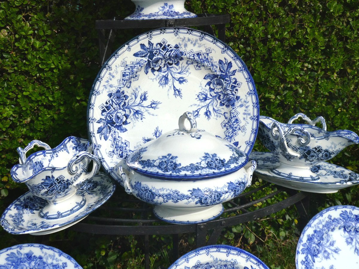 Important Table Service In Earthenware From Creil And Montereau Model Flora Napoleon III Nineteenth-photo-2