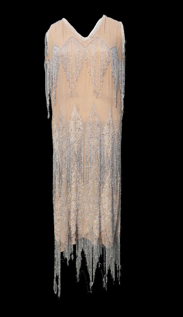 Evening / Ball Dress, 1920s Beaded Silk, Art Deco, Roaring Twenties / Charleston Costume-photo-3