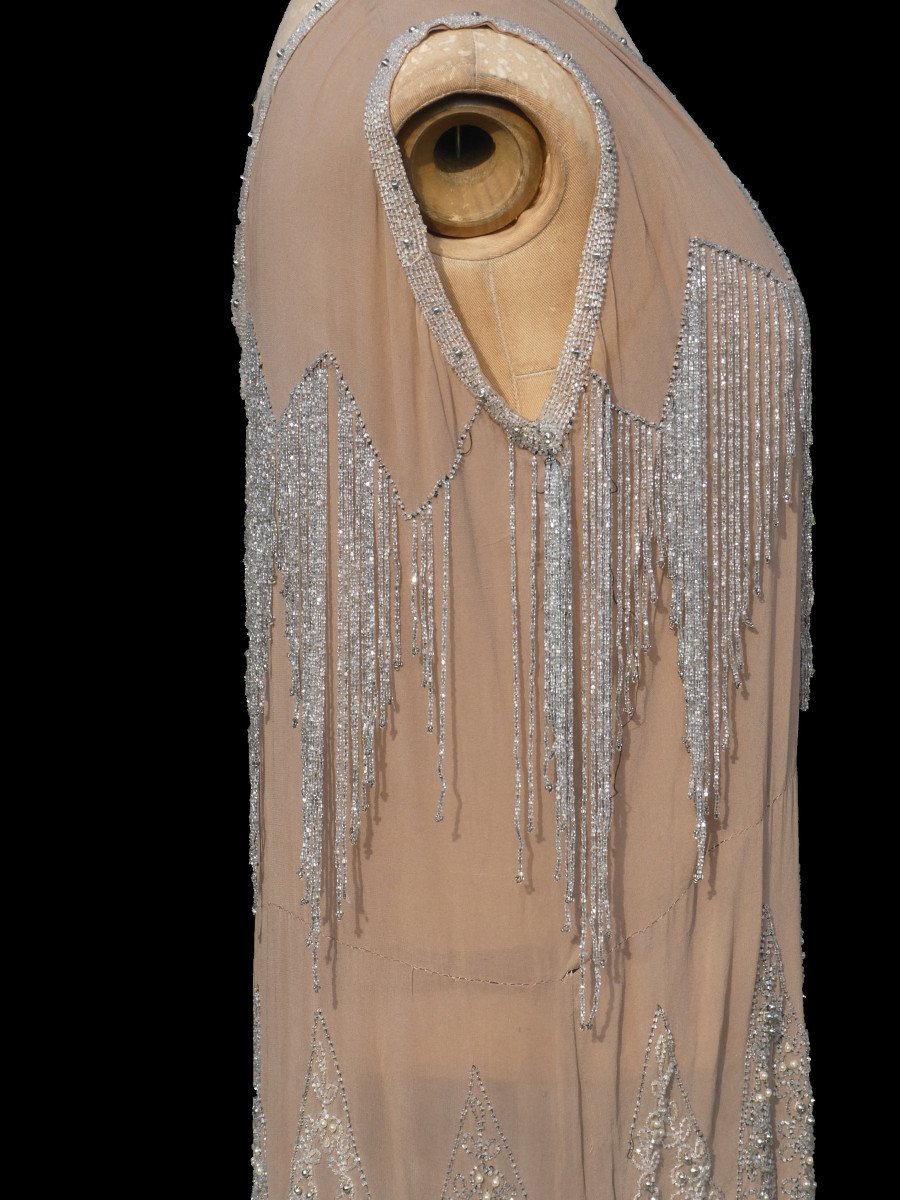 Evening / Ball Dress, 1920s Beaded Silk, Art Deco, Roaring Twenties / Charleston Costume-photo-1