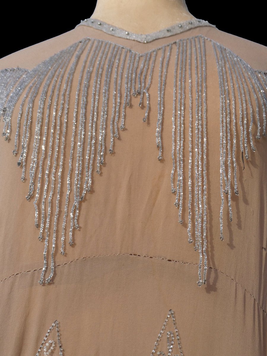 Evening / Ball Dress, 1920s Beaded Silk, Art Deco, Roaring Twenties / Charleston Costume-photo-5