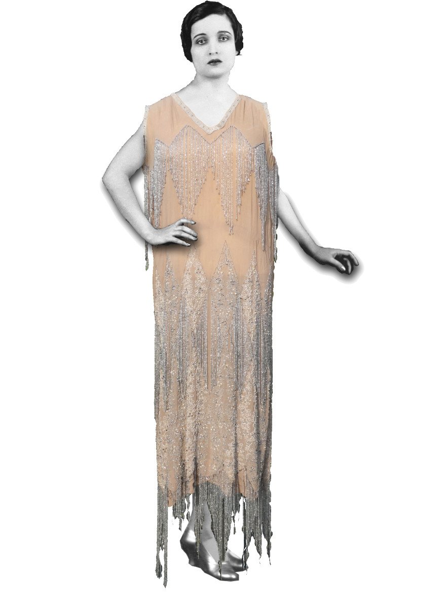 Evening / Ball Dress, 1920s Beaded Silk, Art Deco, Roaring Twenties / Charleston Costume