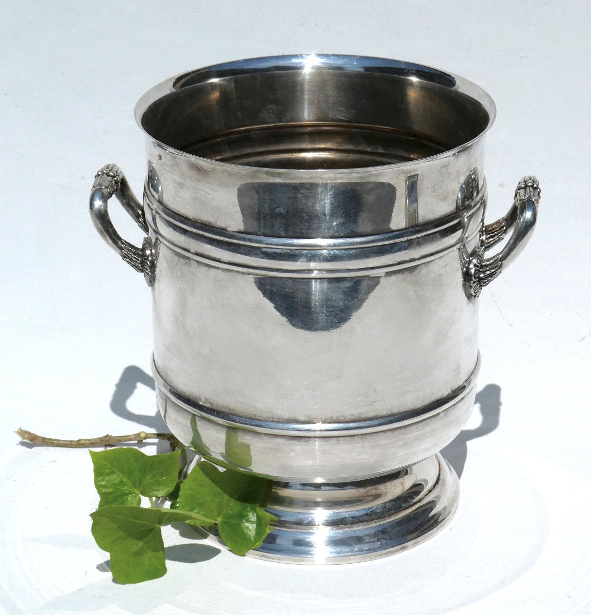 Large Champagne Bucket In Silver Metal, Christofle Model Sully Empire Style, Cooler-photo-2