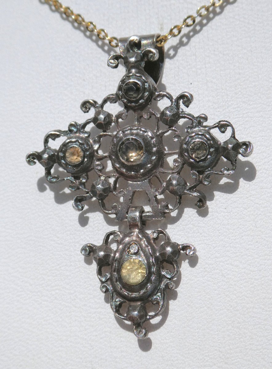 Croix De Saint Lo Pendentif Epoque Napoleon III , Bijou XIXe , St , Normandie , Argent Massif