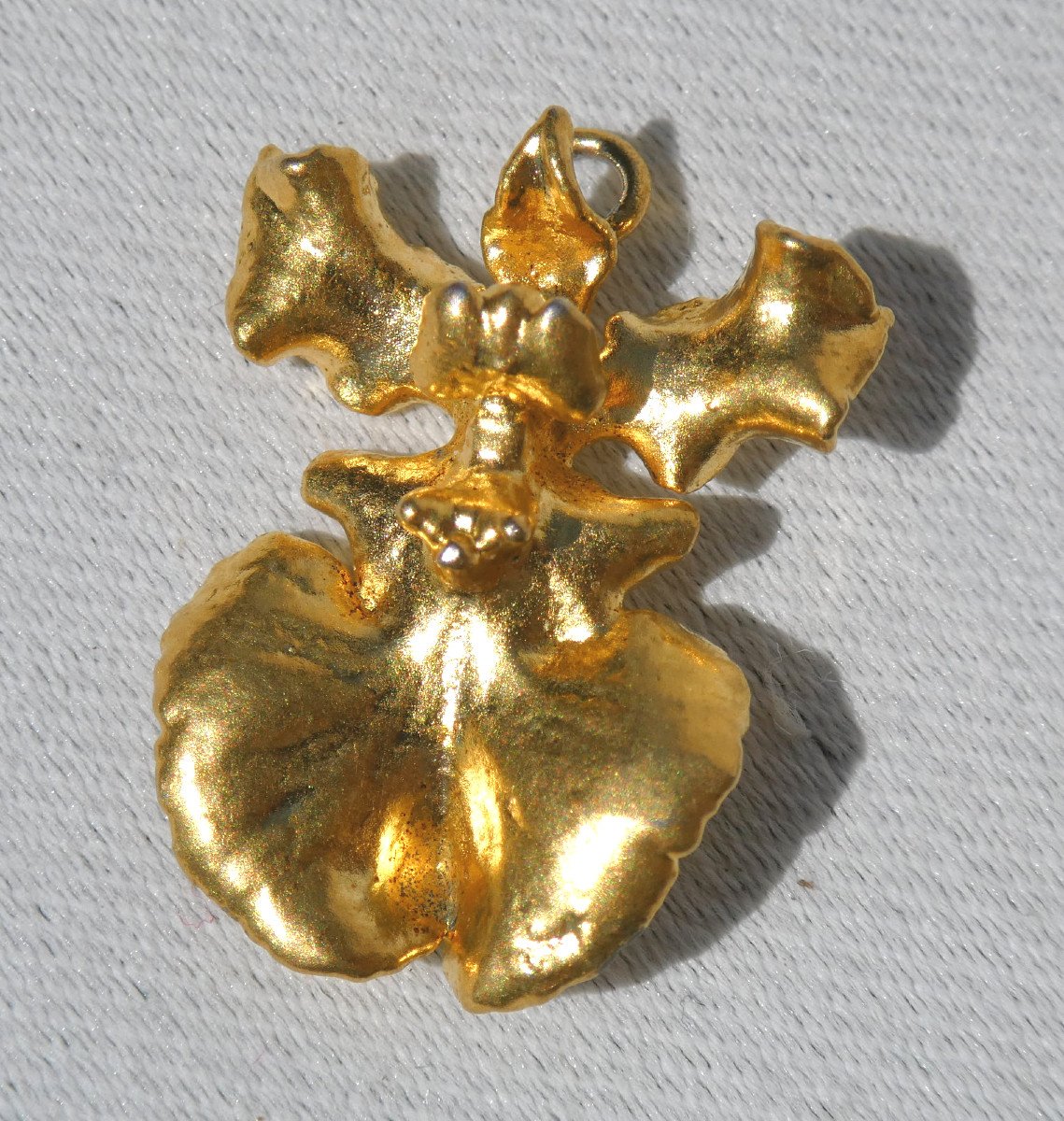 Pendentif époque Art Nouveau , Fleur d'Orchidée , Pomponne , Medaillon 1900 , Bijou-photo-3