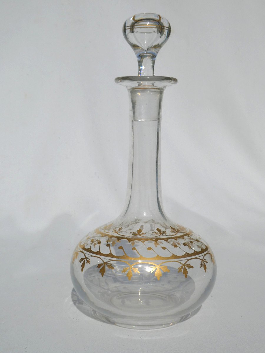 Baccarat Crystal Night Service, Carafe, 19th Century Eau De Melisse, Antique Decor, Gilding-photo-5