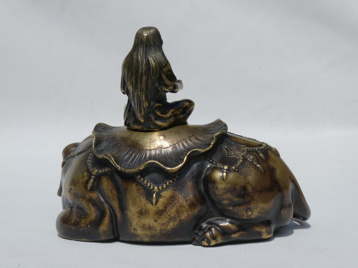 Brule Parfum En Bronze Patiné Japon Ere Meiji ( 1868 - 1912 ) Elephant Couché XIXe Asie Guanyin-photo-1