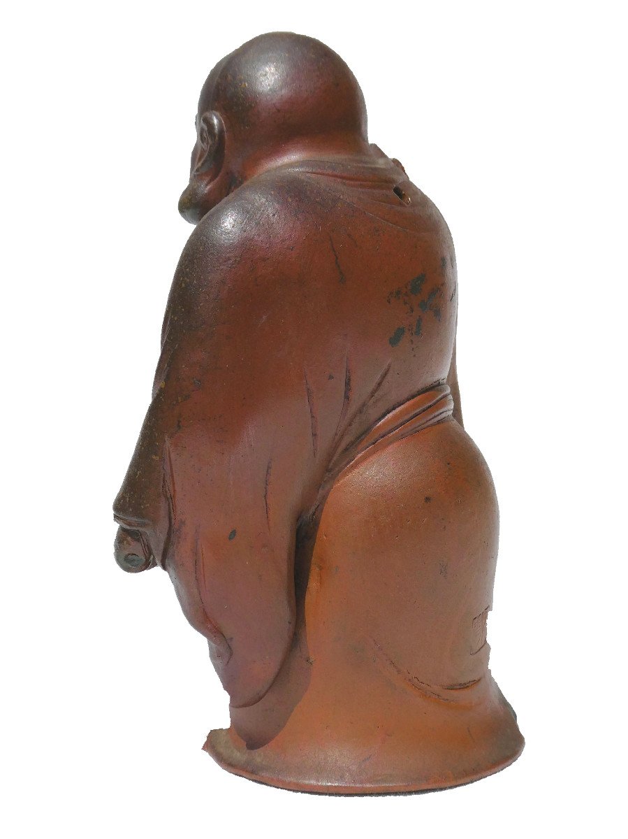 Perfume / Incense Burner In Asian Gres, Japan Decor Of Hotei, Buddha, Meiji Era 19th-photo-3