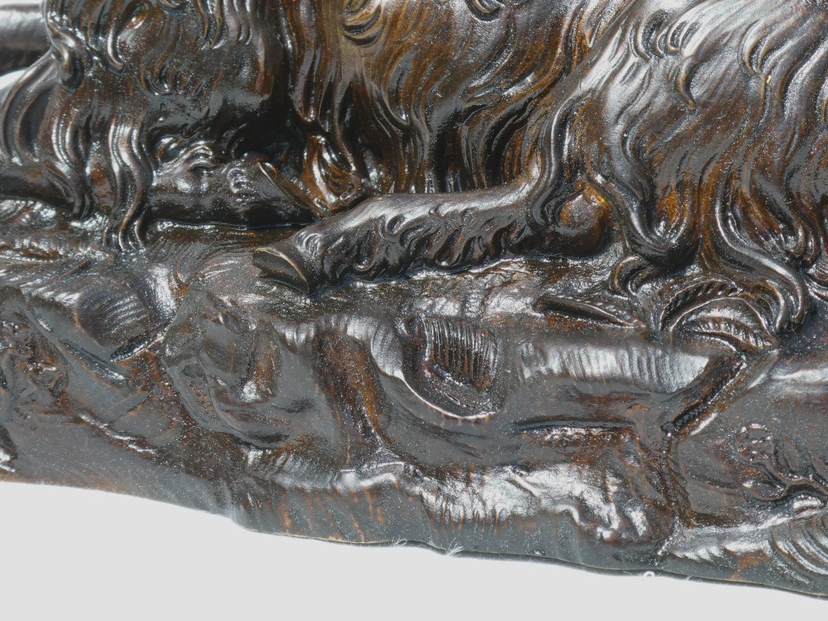 Bronze Animalier Napoleon III Style Rosa Bonheur , Chèvre Couchée , Sculpture XIXe -photo-1