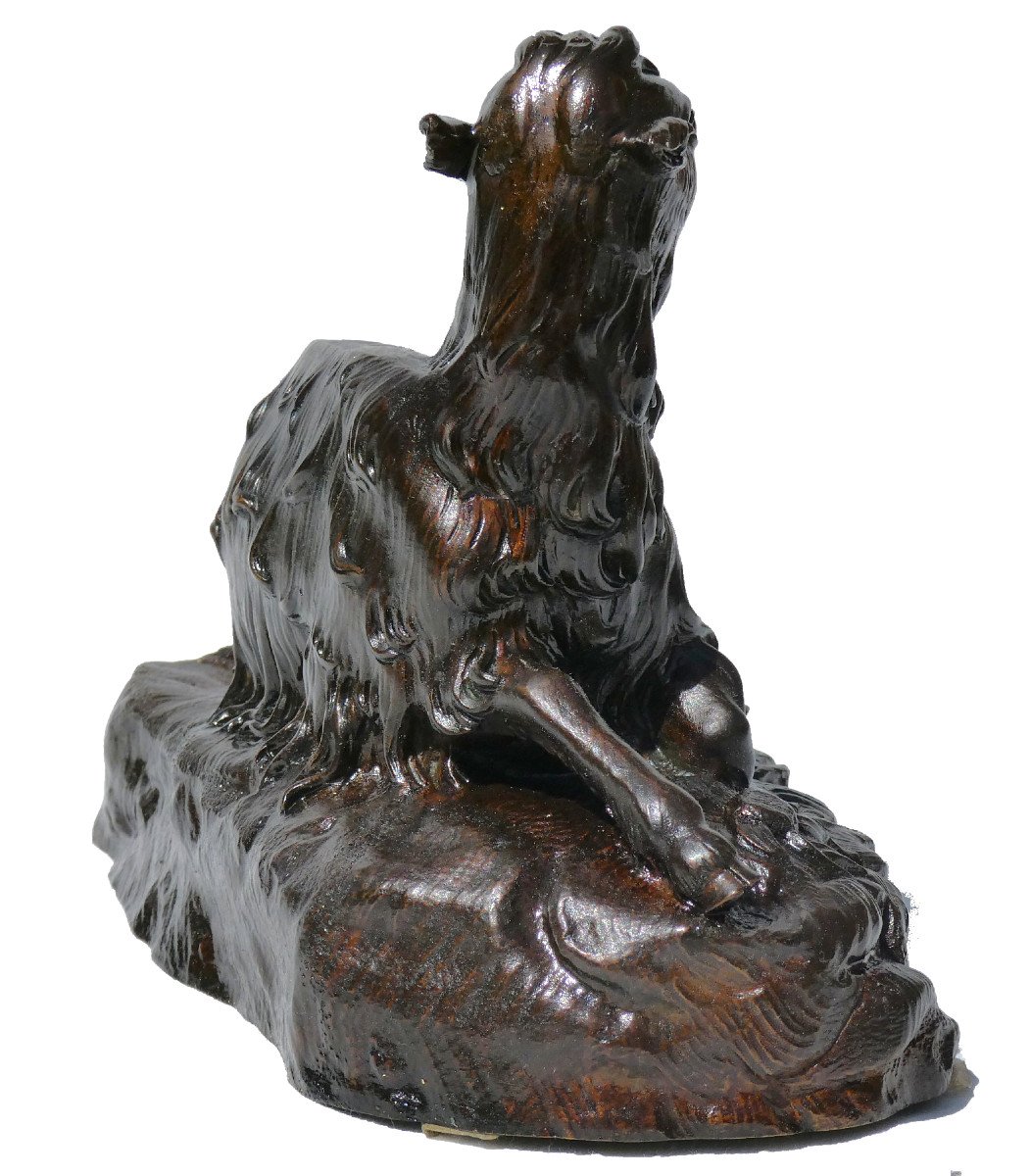 Bronze Animal Napoleon III Style Rosa Bonheur, Lying Goat, 19th Century Sculpture -photo-4