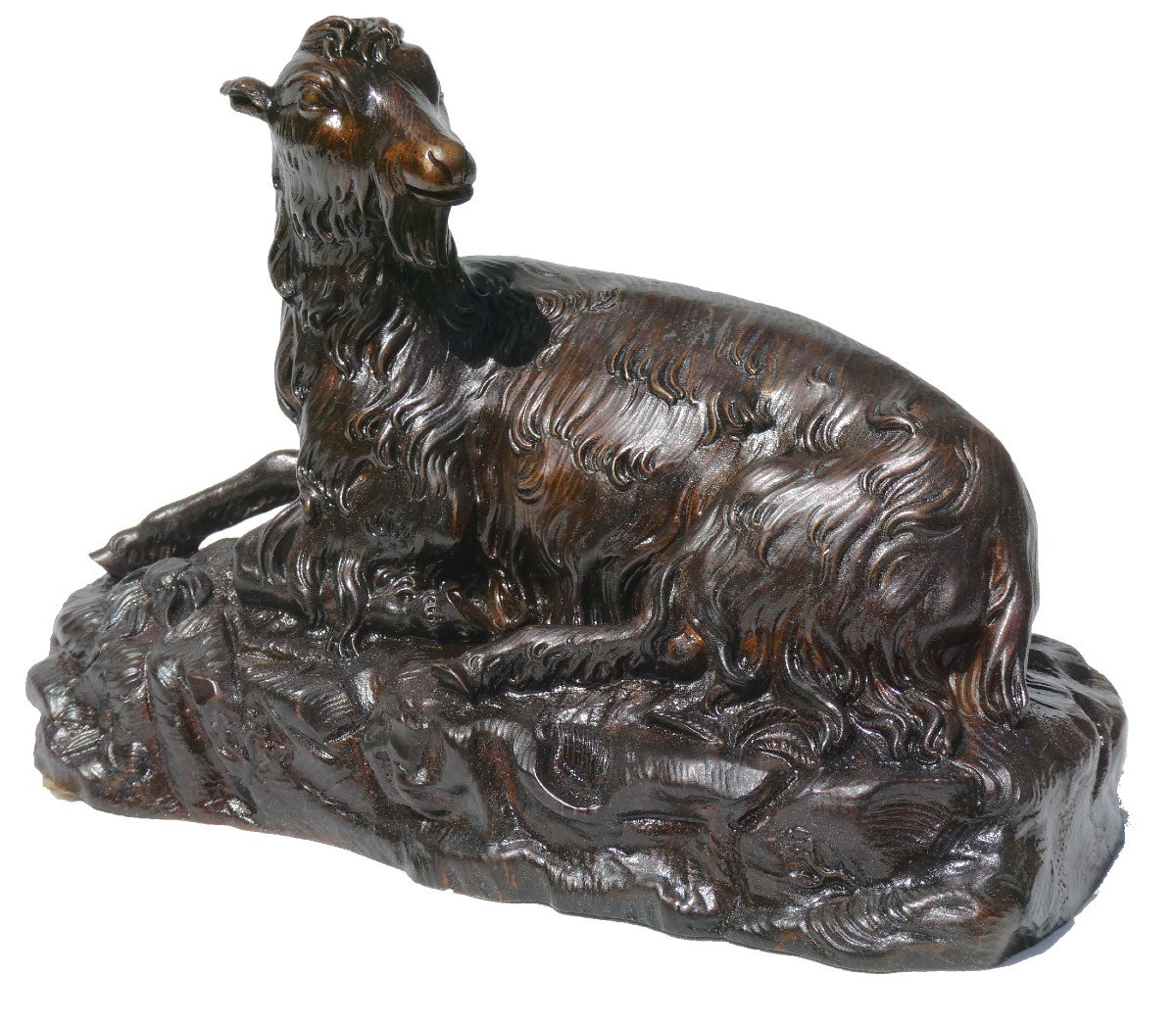 Bronze Animalier Napoleon III Style Rosa Bonheur , Chèvre Couchée , Sculpture XIXe -photo-6