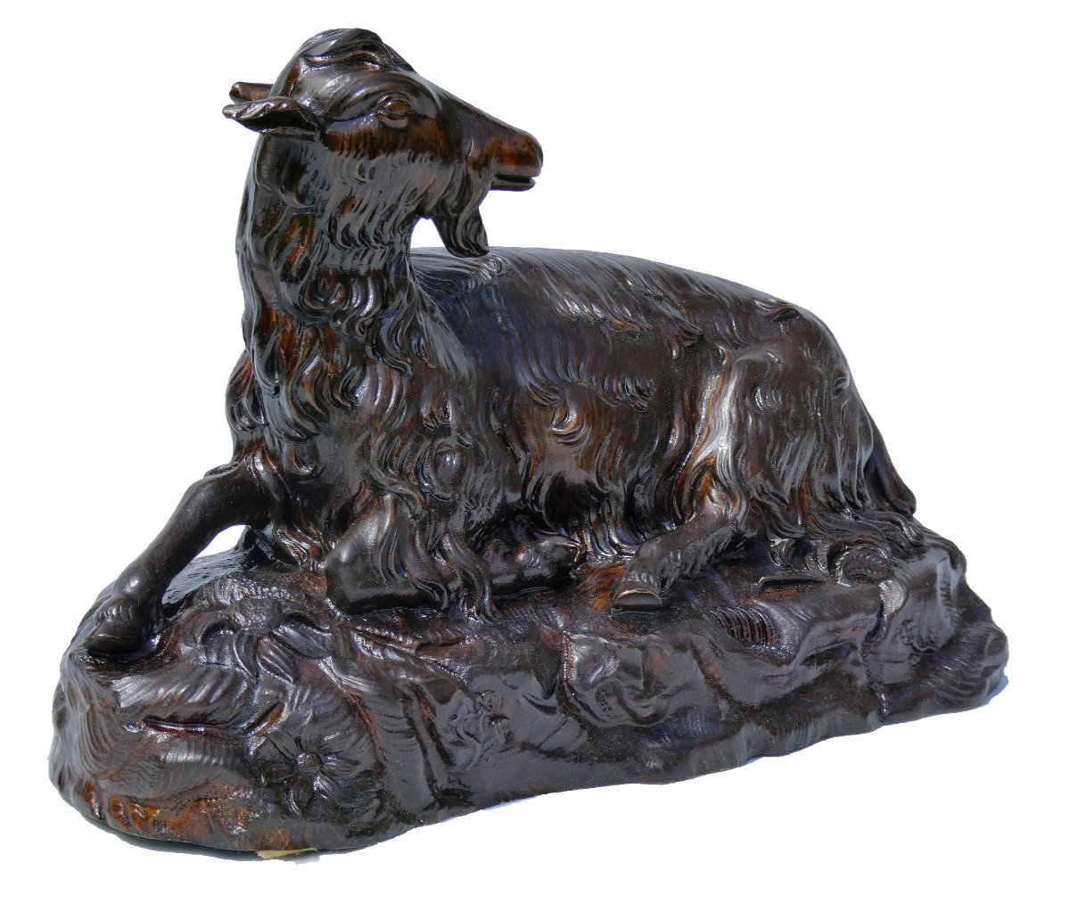 Bronze Animal Napoleon III Style Rosa Bonheur, Lying Goat, 19th Century Sculpture 