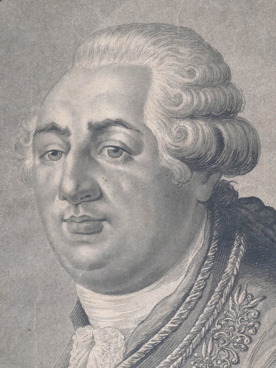 Portrait Of The King Of France Louis XVI, 18th Century Black Engraving, Royalist Souvenir -photo-3