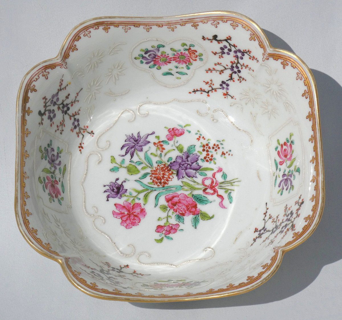 Cup / Crowned Balson Salad Bowl In Samson Porcelain Compagnie Des Indes Style 19th Century Pink-photo-4