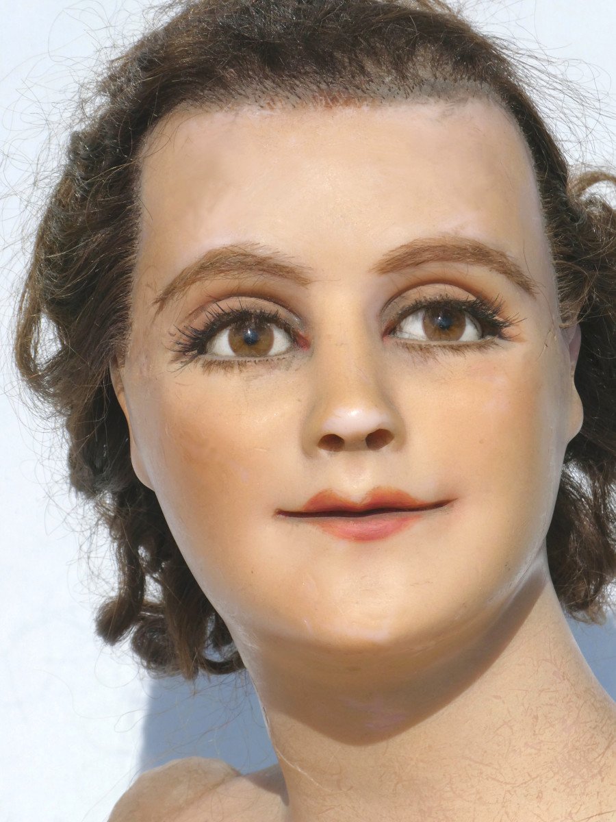 Wax Bust 19th Century Period Store Mannequin Hairdresser Millinist Head Wax Bust Lady Victorian-photo-2